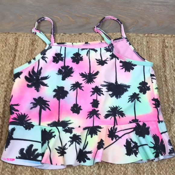 🌴Hurley🌴…Girl’s 7/8 (6-10 years)…Sherbet Colored Tankini w/Palm Tree Print! - Picture 2 of 9